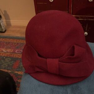 Elegant Burgundy Women's Hat with Bow